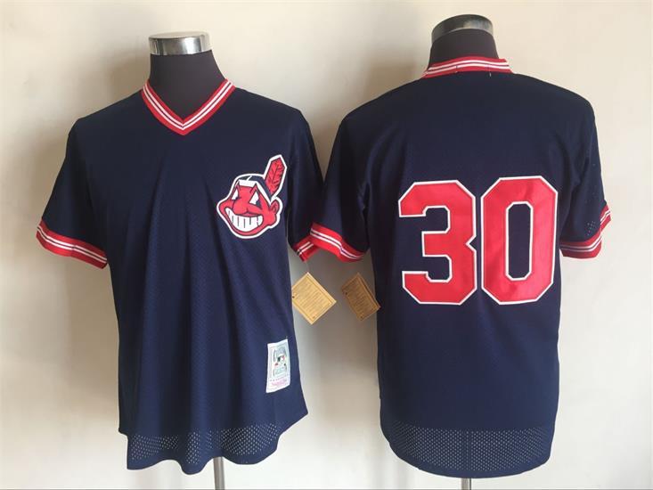 2017 MLB Cleveland Indians #30 Joe Carter Blue Throwback Jerseys